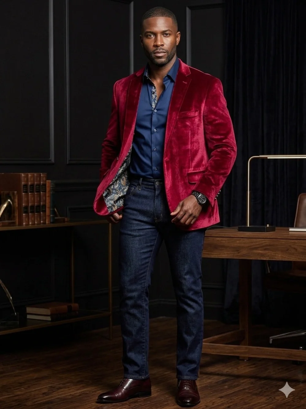 Men's Velvet Blazer in Rich Magenta - Single-Breasted Sport Coat